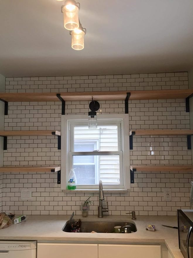 Shelf Brackets 10 Inch Lip Brackets, Heavy Duty Industrial Forged Steel Metal Floating Shelf Wall Brackets for a True 10'' Lumber Board 6 Pack