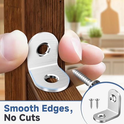 40PCS L Bracket Corner Brace Sets, Stainless Steel L Brackets for Wood Shelves, 90 Degree Right Angle Bracket with 80 Screws, Metal Corner Brackets for Furniture Cabinet Drawer Chair (0.79 x 0.79 in)