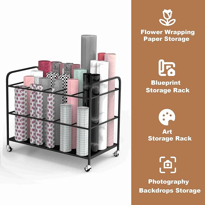 Yoga Mat Holder Organizer Yoga Mat Storage Rack Basket for Home Gym Exercise Workout Equipment Storage Shelf Cart