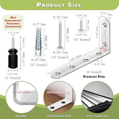 Anti-Tip Furniture Anchors for Baby Proofing – Heavy-Duty Wall Anchors to Secure Dresser, Bookshelf, Cabinet & Shelf (4 Items)