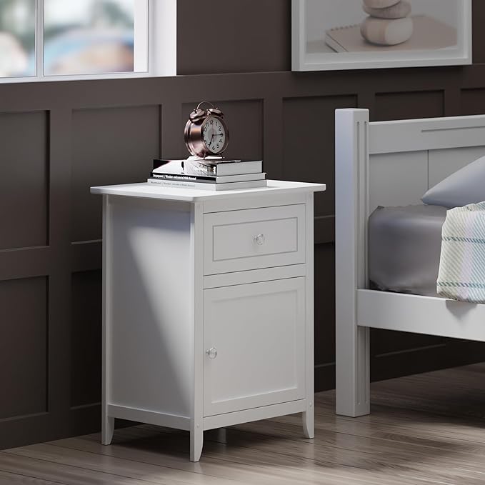 Winsome Eugene Accent Table, Classic Small Bedside Table for Bedroom, Sturdy Nightstand with Storage, Convenient Furniture for Couch Side, Living Room, Entryway