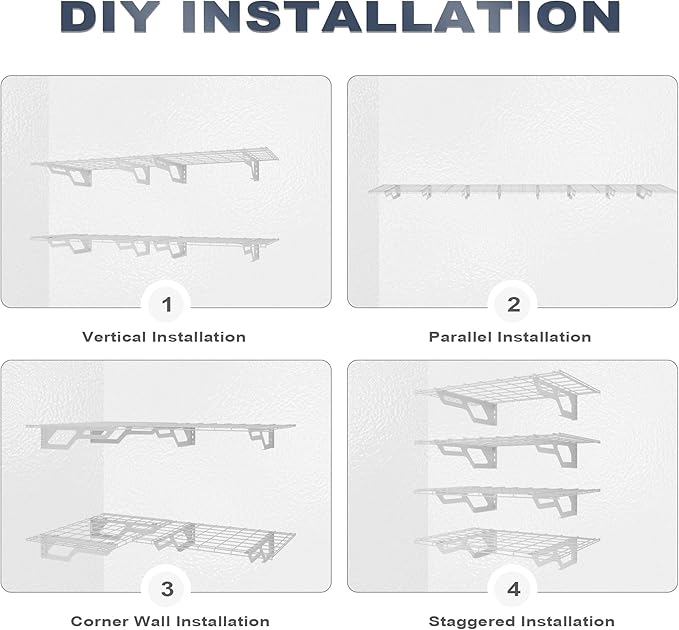 The Atlas 2-Pack 2x6 ft Garage Wall Shelves, 800lbs Heavy Duty Garage Shelving Wall Mounted, 24"x72" Metal Floating Shelf Storage Rack, White