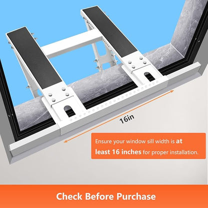 No-Drill Window AC Bracket, Adjustable Support for Single/Double Hung Windows, Heavy Duty Epoxy-Coated Steel Holds 300lbs, Easy Installation