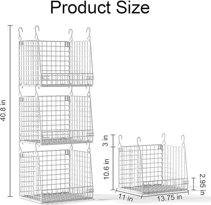 3 Pack Laundry Room Organization and Storage, Hanging Wire Basket for Laundry Closet Wire Shelves, Laundry Closet Organizers and Storage Basket, Heightened Version