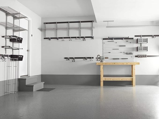 Rubbermaid Garage FastTrack Upright 25" Satin Nickel Wall Mounted Storage System Direct Mount for FastTrack Garage Rail Garage/Home Organization