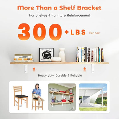 WINKER Corner Brace 16Pcs Shelf Bracket Heavy Duty White Steel L WINKER Corner Brace, Decorative Joint Angle Bracket for Shelf 5 InchX3 Inch Shelves Wall Hanging Bracket with Screws(16PCS))