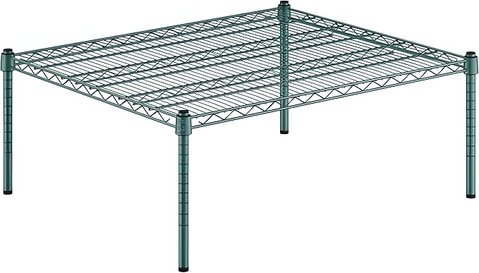 30" x 36" x 14" Green Epoxy Wire Storage Shelf, Dunnage Rack, Commercial 1 Tier Small Shelf