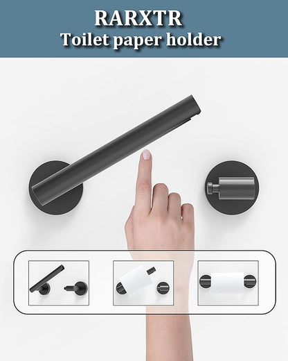 Matte Black 2 Pack Toilet Paper Holder SUS304 Stainless Steel Double Post Pivoting Toilet Paper Roll Holder Wall Mounted Toilet Tissue Holder for Commercial Bathroom RV