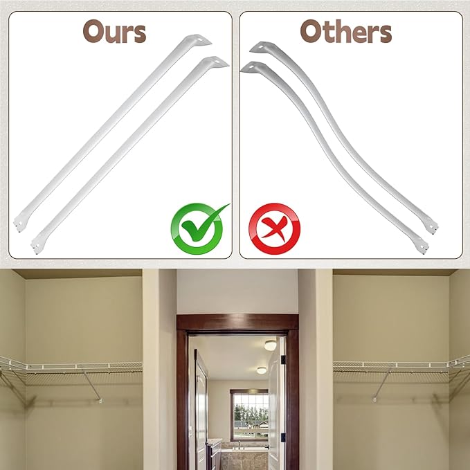 Uenhoy 4 Pack White 12 Inch Support Brackets for Wire Shelving, Wire Shelf Brackets Closet Shelf Bracket for Wardrobe Closet Support, with Anchors and Screws