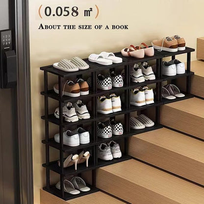Vertical Shoe Rack - Tall Narrow Shoe Rack Organizer for Small Spaces,7 Tier Bamboo Shoen Shelf for Entryway,Closet,Corner,Doorway,Skinny Shoe Shelf Space Saving Shoe Storage,Free Stackable DIY