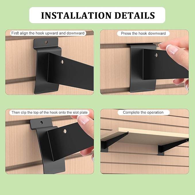 12 Pack Slatwall Shelf Bracket 12 inch, Heavy Duty Slatwall Knife Shelf Bracket for Slat Wall, Metal Slatwall Accessories with Lip for Slatwall Panels Shelving Display Home Commercial