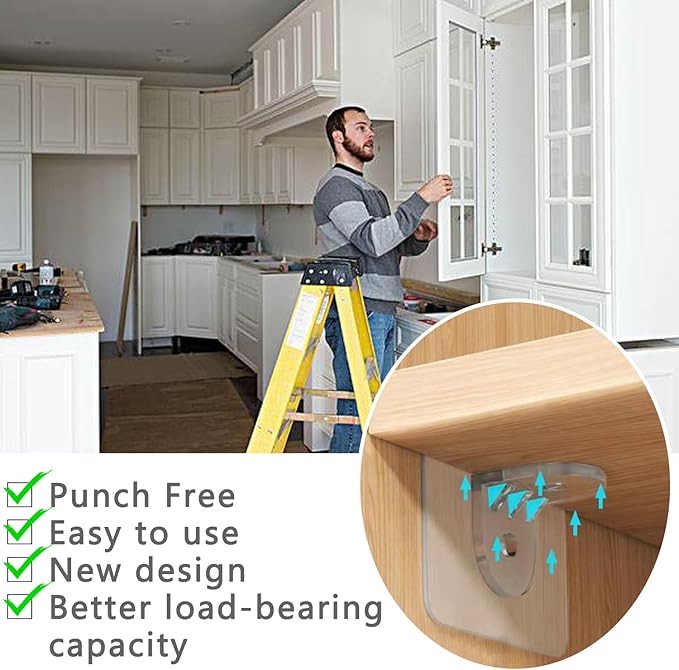 20 Pieces Plastic Shelf Support Peg,Self Adhesive Bracket,Partition Pin for Furniture Kitchen Cabinet Book Shelves Closet Brackets Clapboard Layer
