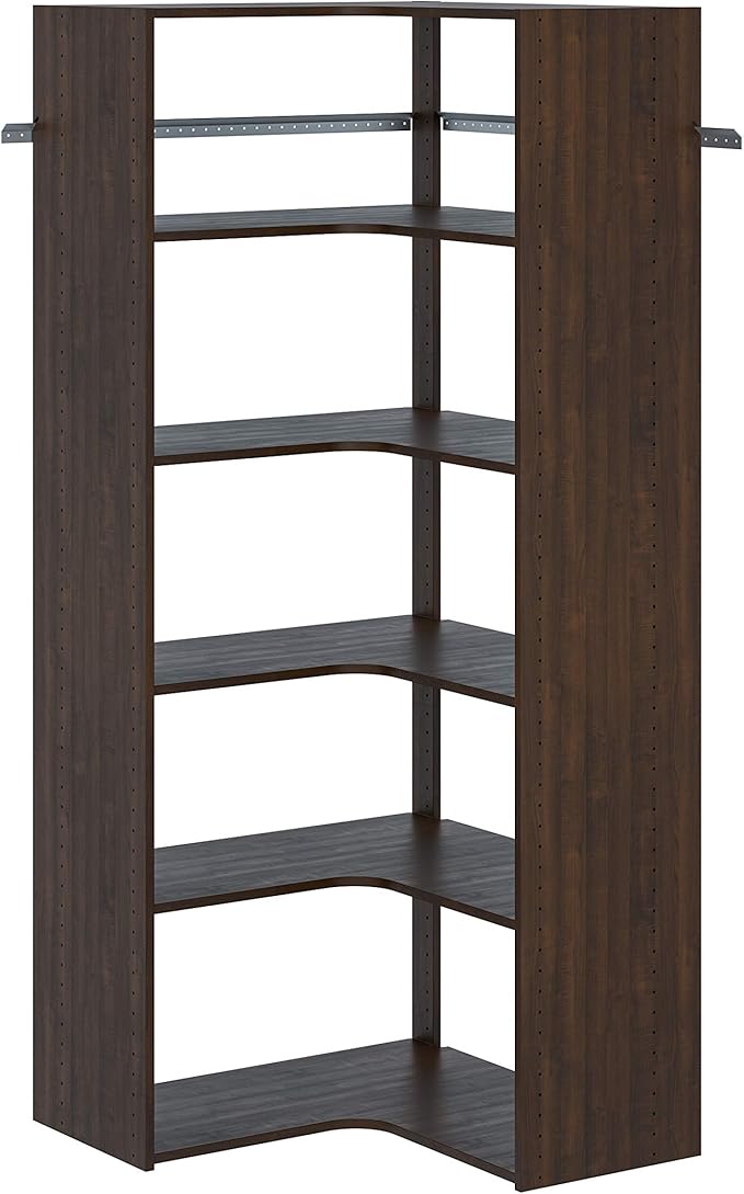 Easy Track PH42-TR Adjustable Corner Tower Clothing Storage Kit Closet Organizer, Truffle