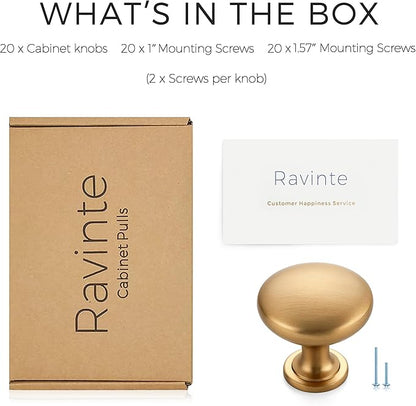 Ravinte 20 Pack Champagne Bronze Round Zinc Cabinet Knobs for Kitchen Bathroom Closet Dresser Cabinets