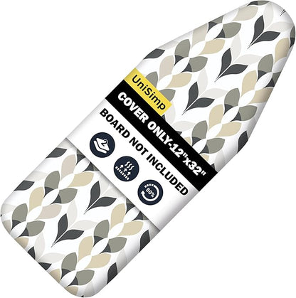 Small Ironing Board Cover and Pad 12"x32" Small Iron Board Cover with Padding,Tabletop Mini Ironing Board Cover and Pad Small Size, Cotton Canvas, Heat Resistant, Drawstring Closure Foliage