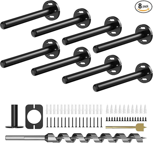 8pcs Wall Shelf Brackets Heavy Duty Floating Shelf Bracket Hidden,Invisible Black Shelving Brackets Decorative Floating Shelf Hardware Heavy Duty,Metal Shelf Support Bracket (6 inch-8pcs)