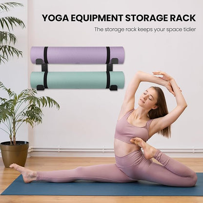 4 Tier Yoga Mat Holder Wall Mount & Yoga Mat Storage Rack,Heavy-duty steel fabrication,Holds 30 lbs for Foam Rollers,Resistance Bands,Home Gym