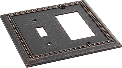 Henne Bery Sunken Pearls Heavy Duty Decorative Wall Plate Switch Plate Outlet Cover (Toggle/Decorator, Aged Bronze)