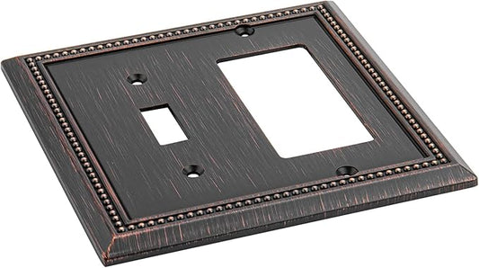 Henne Bery Sunken Pearls Heavy Duty Decorative Wall Plate Switch Plate Outlet Cover (Toggle/Decorator, Aged Bronze)