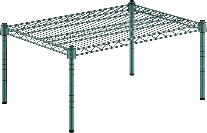 21" x 30" x 14" Green Epoxy Wire Storage Shelf, Dunnage Rack, Commercial 1 Tier Small Shelf