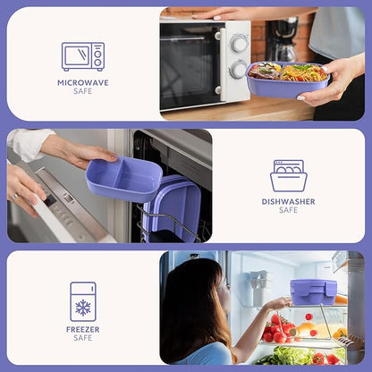 Stackable Bento Box for Adult Kids, Large Capacity 1900ml , Leak-Proof Lunchbox Containers with Utensil Set for Dining Out, Work, Picnic, School