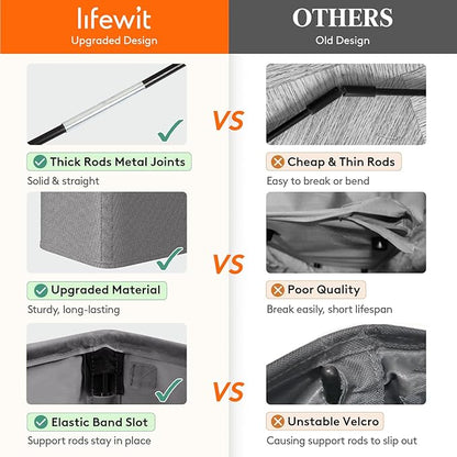 Lifewit 2 Pack Slim Laundry Hamper, Collapsible Narrow Laundry Basket, Small Tall Dirty Clothes Hampers with Handles for Bathroom Bedroom College Dorm, Grey, 65L