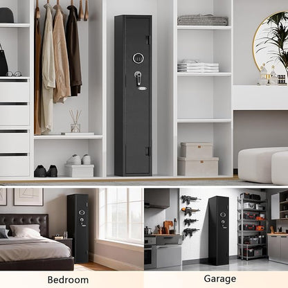 KAER 2-3 Gun Safe with Digital Keypad, Rifle Safe for Home, Secure Gun Cabinets for Rifles and Shotguns with Removable Shelf, Heavy-Duty Alloy Steel Security Safe for Bedroom Closet or Garage