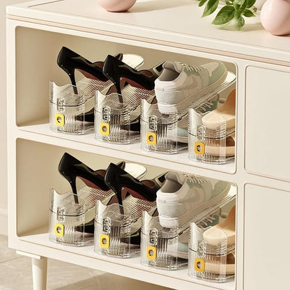 Clear Shoe Slot Organizers 12PACK Shoe Stacker Rack Organizer for Closet Adjustable Shoes Holders Space Saver Zapateras Organizers