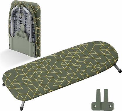 XABITAT Table Top Ironing Board with Wall Mount, D-Crease, Portable Space Saving Mini Laundry Room Iron Board, Foldable Small Ironing Board, Green