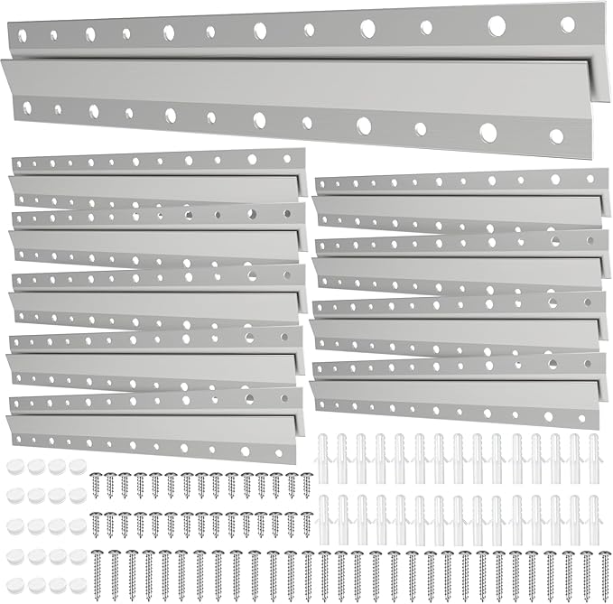 12"-10 Pairs French Cleat Hanger,Z-Hanger Picture Hanging Kit,Wall Mounting Brackets Cleat Picture Hanger Kit Z Bar Clips for Hanger Supports 60 lbs,Z Bar Hanger for Pictures,Mirrors,and Art