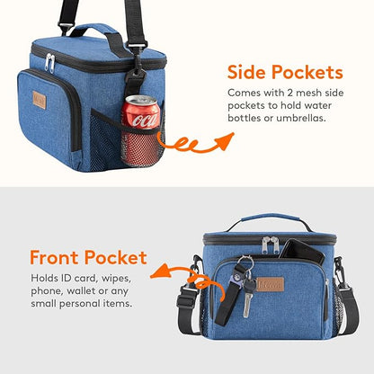 Lifewit Reusable Insulated Lunch Bag, Portable Cooler Freezable Soft Lunchbox Leakproof with Adjustable Shoulder Strap for Men Women Adult for Work Picnic or Travel, 15L 24 Can, Blue