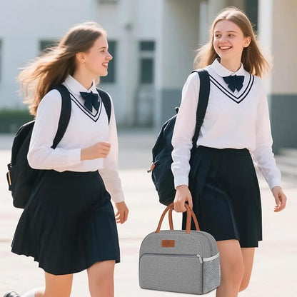 Coobiiya Lunch Bag Lunch Box for Women Men,Small Leakproof Cute Lunch Tote Large Capacity Reusable Insulated Cooler Lunch Container for Work/Office/Picnic/Beach，Grey