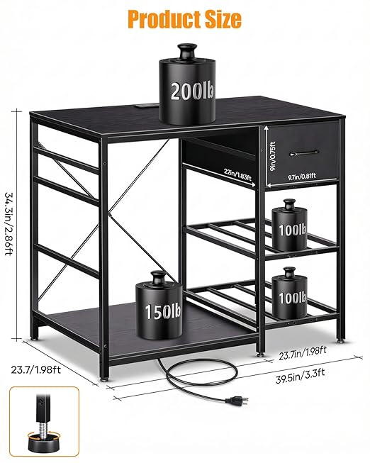 3D Printer Stand with Filaments Storage - 3D Printer Table Filament Storage Rack Heavy Duty 3D Print Desk with Drawer for Workshop Studio Office