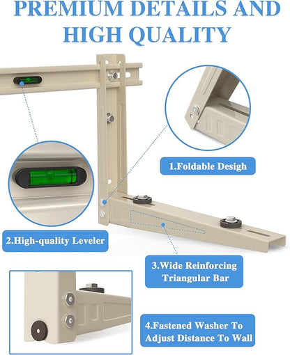 Mini Split Wall Mounting Bracket Outdoor, for 7000-12000 BTU Universal Ductless Air Conditioners, Heat Pumps, Heavy-Duty Mini Split AC Mount, Foldable Mini Split Bracket Max 400 Lb Capacity