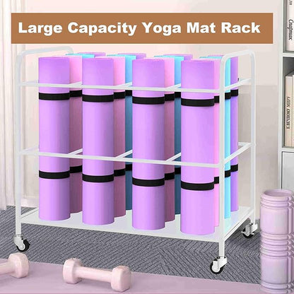 Yoga Mat Holder Organizer Yoga Mat Storage Rack Basket for Home Gym Exercise Workout Equipment Storage Shelf Cart