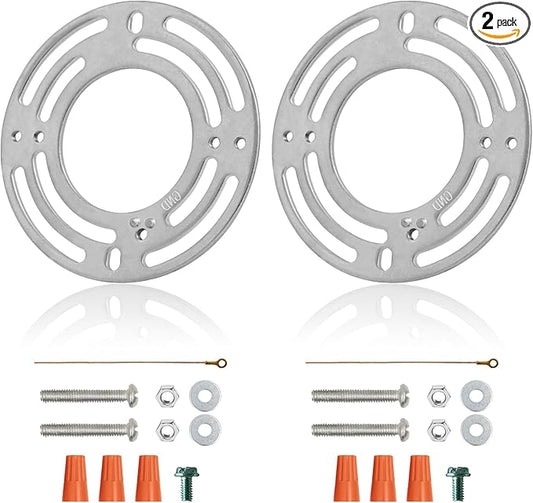 2 Pack Universal Fixture Mounting Bracket Heavy Duty 50 LB Rated, 4 Inches Diameter Steel Round Crossbar With Screw for Ceiling Pendant Light, Chandelier, Wall Sconces, Barn Lights