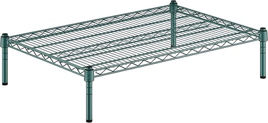24" x 36" x 8" Green Epoxy Wire Storage Shelf, Dunnage Rack, Commercial 1 Tier Small Shelf