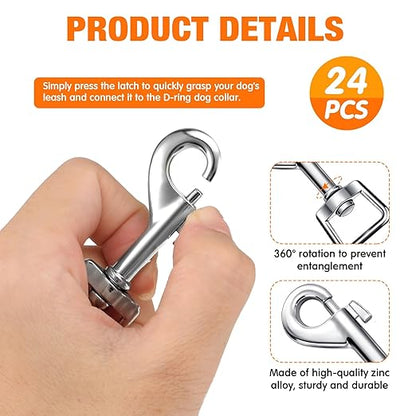 Therwen 24 Pcs Swivel Snap Hooks for Dog Leash Heavy Duty 2.76 Inch Flag Clasp Single Ended Clip Hooks Multipurpose Bolt Snap for Keychain Camera Strap Linking Pet Leash(Groovy Style,0.63")