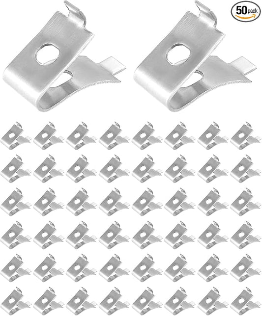 QWORK Stainless Steel Shelf Bracket Clips, 50 Pack Freezer Shelf Support Clips, Pilaster Shelf Support Clips, Adjustable Pilaster Shelf Pegs, Freezer Shelf Clip
