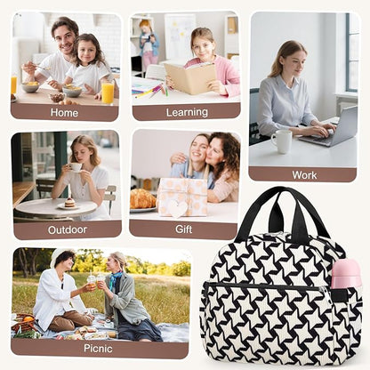 Lunch Bag Lunch Box for Women, Cute Corduroy Insulated Reusable Work Leakproof Simple Adults Large Lunch Boxes Tote Bag Men Cooler Bag