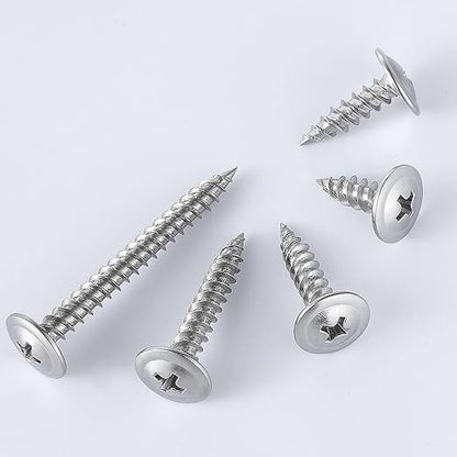 (350 pcs)#8×5/8" Phillips Truss Head Wood Screws Stainless Steel 410 Quick Metal Self Tapping