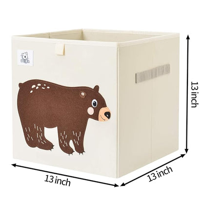 CLCROBD Foldable Animal Cube Storage Bins Fabric Toy Box/Chest/Organizer for Toddler/Kids Nursery, Playroom, 13 inch (Bear)