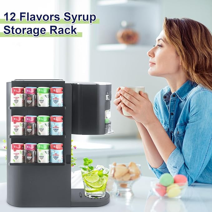 Flavor Pod Holder for Ninja Thirsti WC1001 Soda Maker, 12-Pod Capacity Wooden Organizer Rack, Countertop Storage Station & Custom Accessory for Thirsti Drink System (Holder Only)