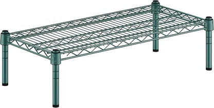 14" x 30" x 8" Green Epoxy Wire Storage Shelf, Dunnage Rack, Commercial 1 Tier Small Shelf