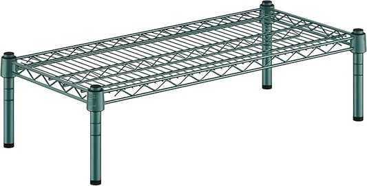14" x 30" x 8" Green Epoxy Wire Storage Shelf, Dunnage Rack, Commercial 1 Tier Small Shelf