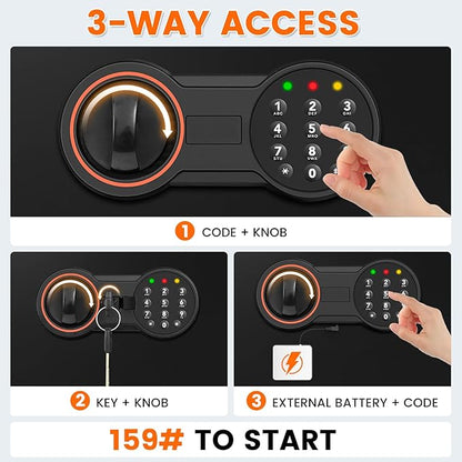 35Mins Real Fireproof Safe, 27.6"H Large Safe Box, Wider Deeper Design, Heavy Duty Fire Safe with Combination Lock, Alarm System, Removable Shelves, Security Safe for Home Business Office
