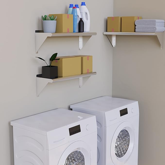 NSF Certified 18 Gauge Heavy Duty Stainless Steel Wall Shelf with Brackets for Kitchens, Utility Rooms, Storage, Offices & Home (24"x18")