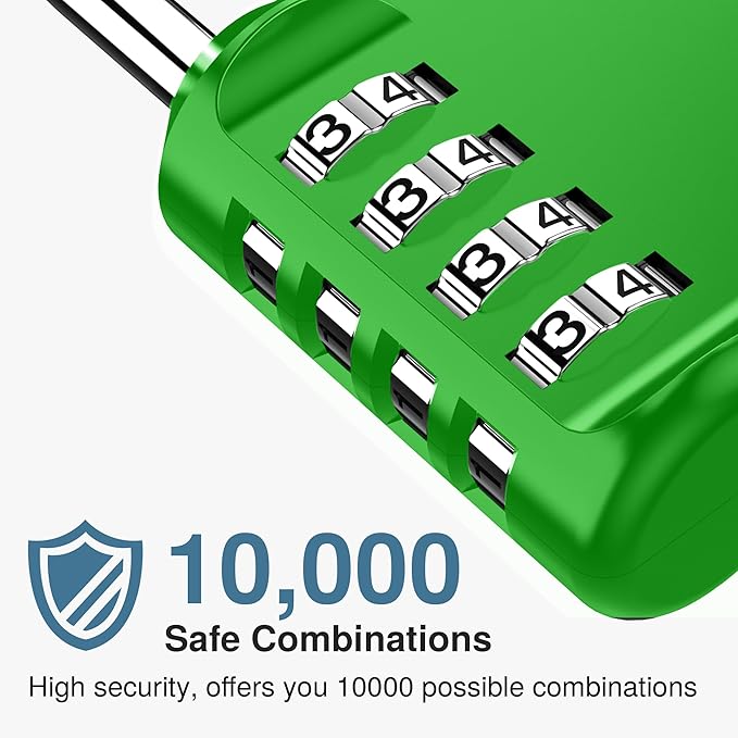 Puroma 1 Pack Combination Lock for Locker 4 Digit Outdoor Waterproof Padlock for School, Gym, Sports, Fence, Toolbox, Gate, Case, Outdoor, Hasp Storage, Cabinets (Green)