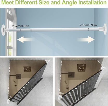Adjustable Shower Curtain Rod Bracket, 2Pcs Different Sizes Titanium Steel Single Swivel Flange Heavy Duty Closet Rod Holder with Screws (White, Inner Dia. 22mm & 26mm)