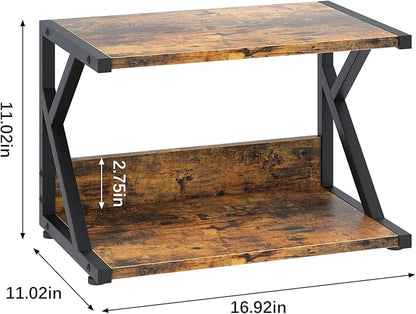 aboxoo Desktop Printer Stand with 2 Tier Wood Storage Shelves,Under Desk Printer Table,Multi-Purpose Home Office Desk Organizer for Fax Machine, Scanner (Rustic Brown)